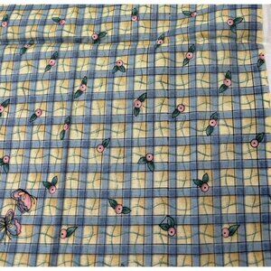 Debbie Mumms The Word Cotton Fabric Blue Yellow Plaid Floral 44" x 1/2 Yard